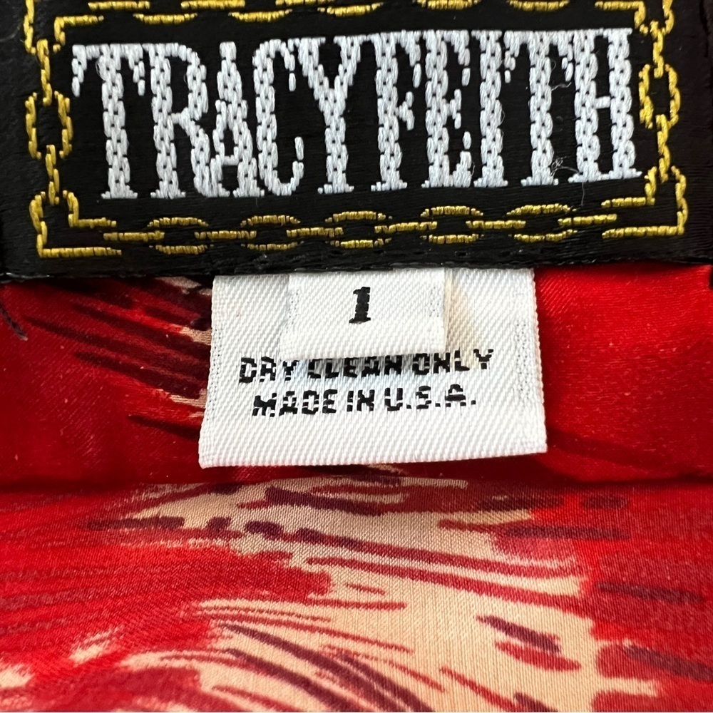 Vintage Tracy Feith Red Printed Silk Dress Size S - Picture 11 of 11